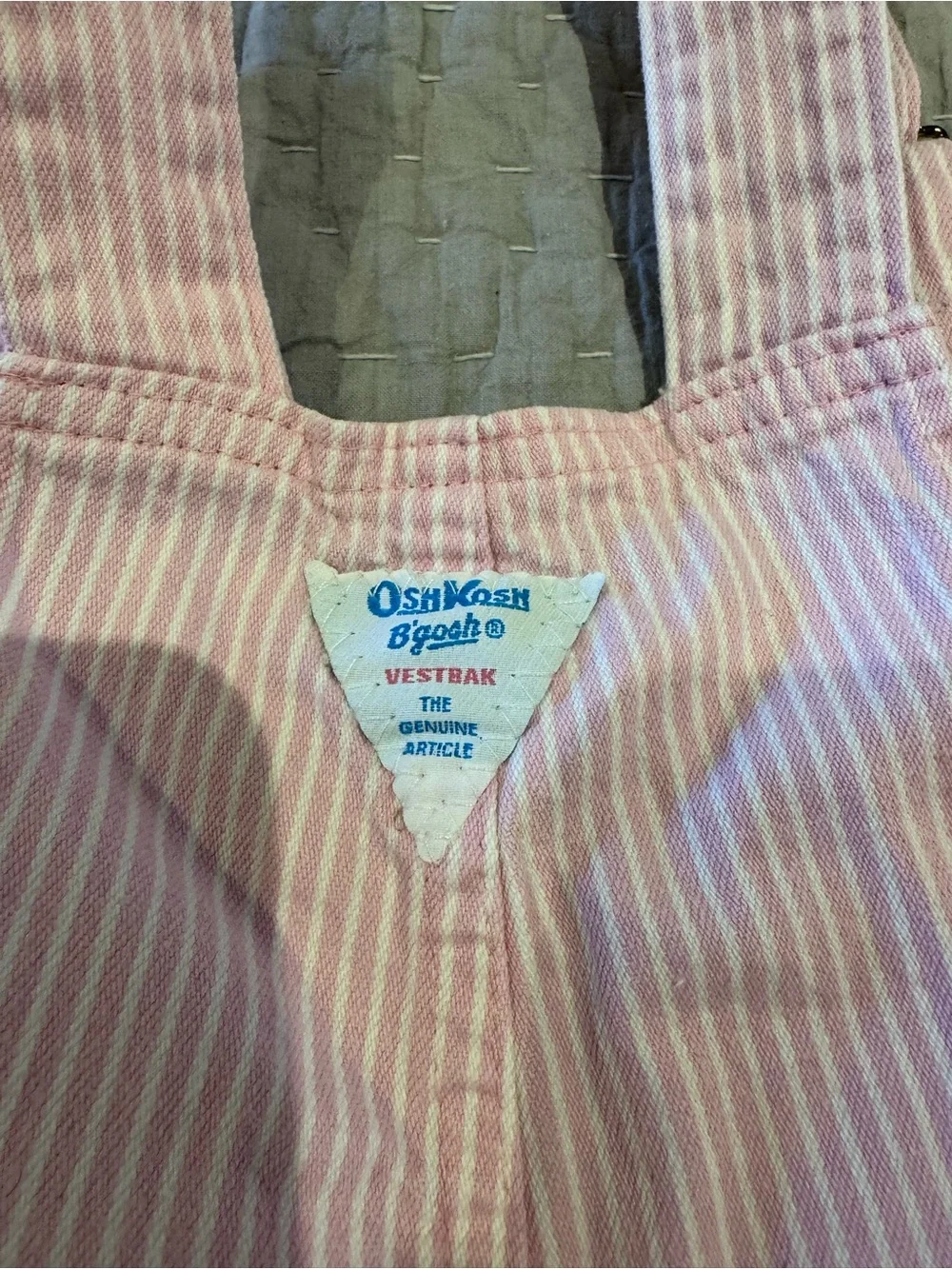 Toddler Girl’s Vintage Oshkosh Pink Railroad Stripe Overalls
